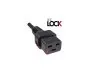 Preview: Power cord Europe CEE 7/7 90° to C19, 1,5mm², with lock, VDE, black, length 2,00m